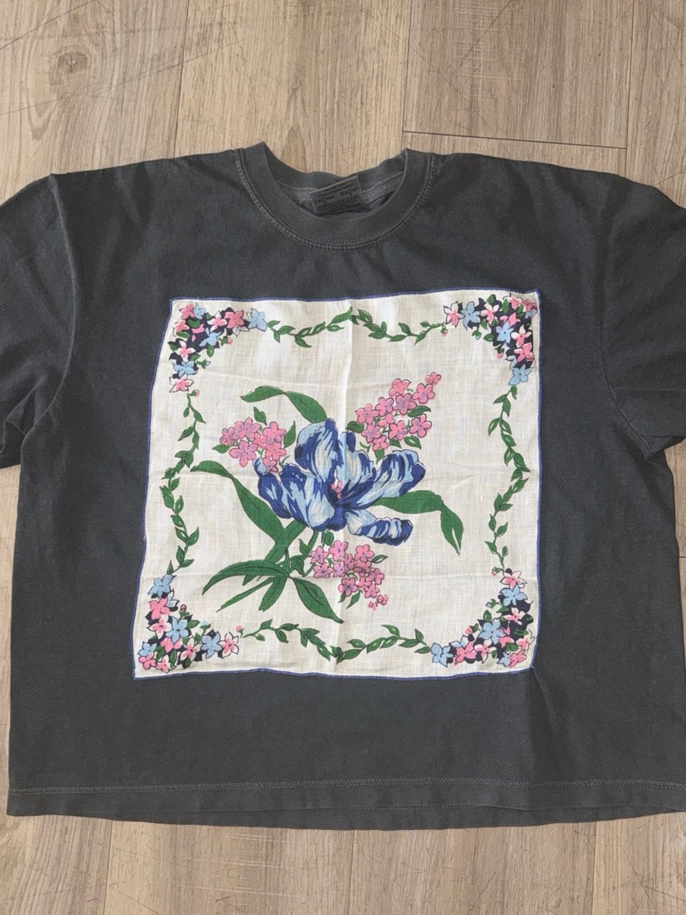 Upcycled vintage handkerchief cropped T-shirt